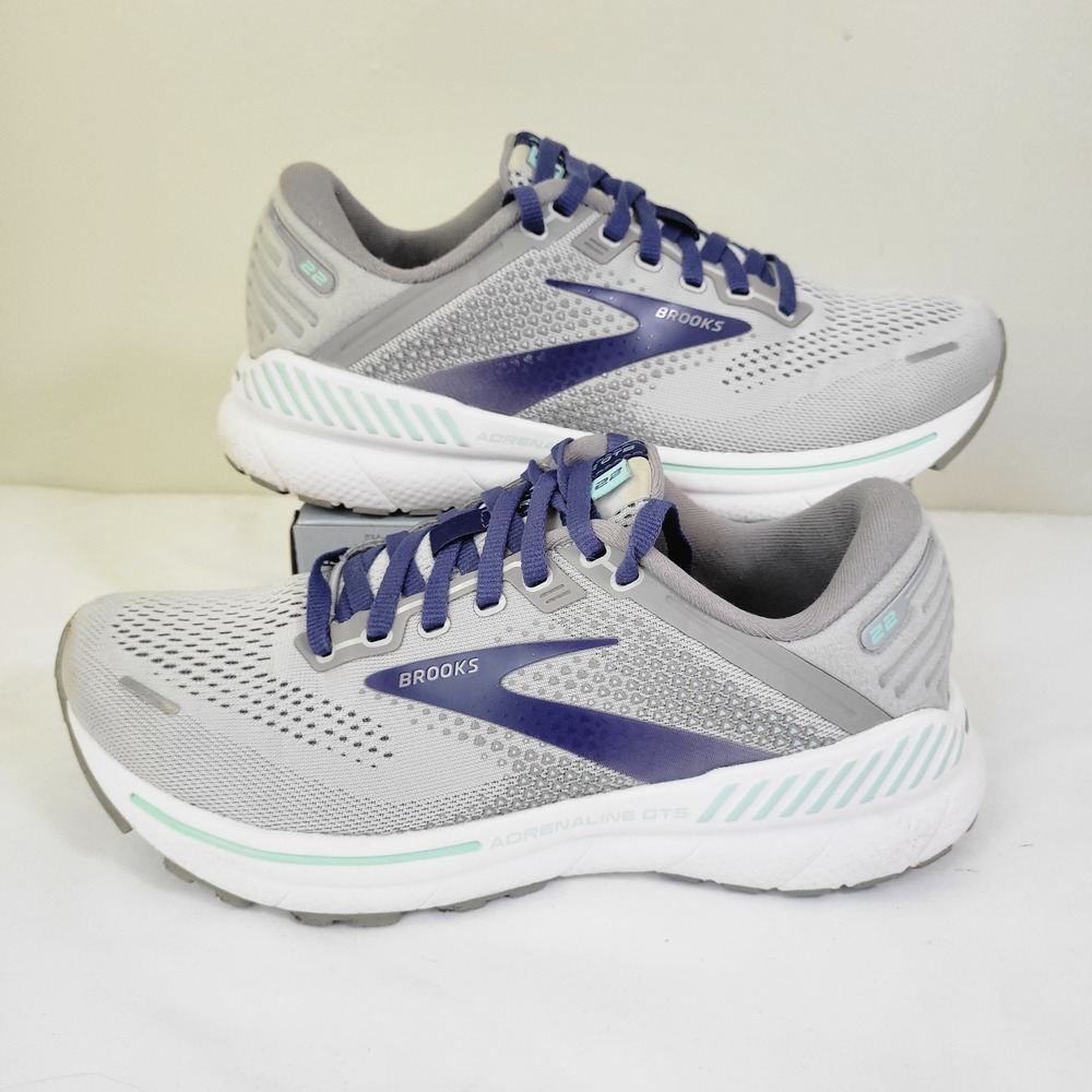 Brooks Adrenaline GTS 22 Womens Running Shoes Grey Purple Mint 1203531B045 7.5 B